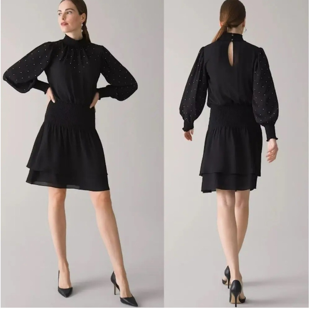 White House Black Market Gemmed  Long Sleeve Elastic Waist Dress.   Size-XLP